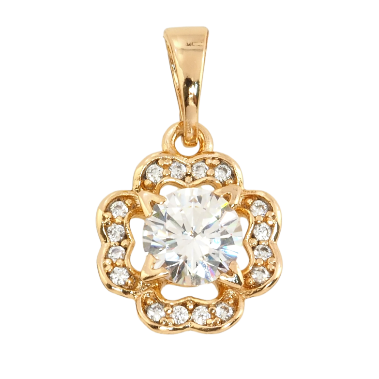 Кулон Xuping Позолота 18K Квіточка з цирконієм для ланцюжка до 5мм. фото №4 Кулон Xuping Позолота 18K Квіточка з цирконієм для ланцюжка до 5мм. фото №4