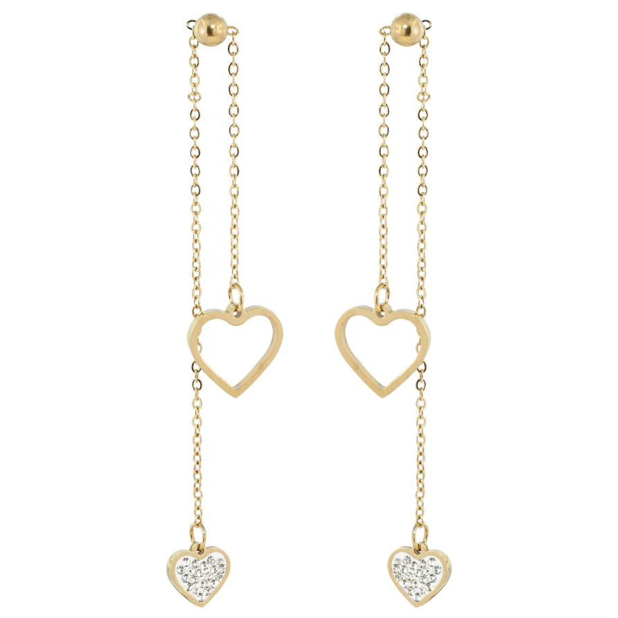 Сережки Xuping TTM Stainless Steel колір 14K пусети Підвіски серця на ланцюжку фото №1 Сережки Xuping TTM Stainless Steel колір 14K пусети Підвіски серця на ланцюжку фото №1