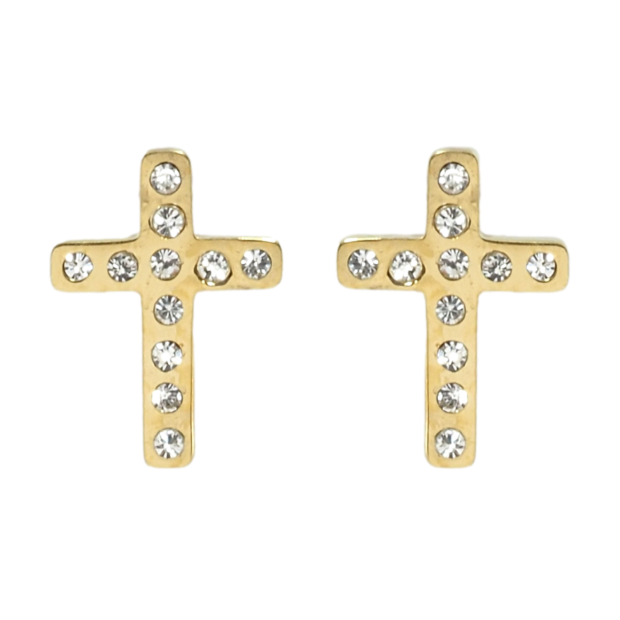 Серьги Xuping TTM Stainless Steel цвет 14K пусеты Крестики с цирконием фото №1 Серьги Xuping TTM Stainless Steel цвет 14K пусеты Крестики с цирконием фото №1