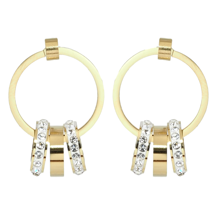Серьги Xuping TTM Stainless Steel цвет 14K пусеты Колечки с цирконием фото №6 Серьги Xuping TTM Stainless Steel цвет 14K пусеты Колечки с цирконием фото №6