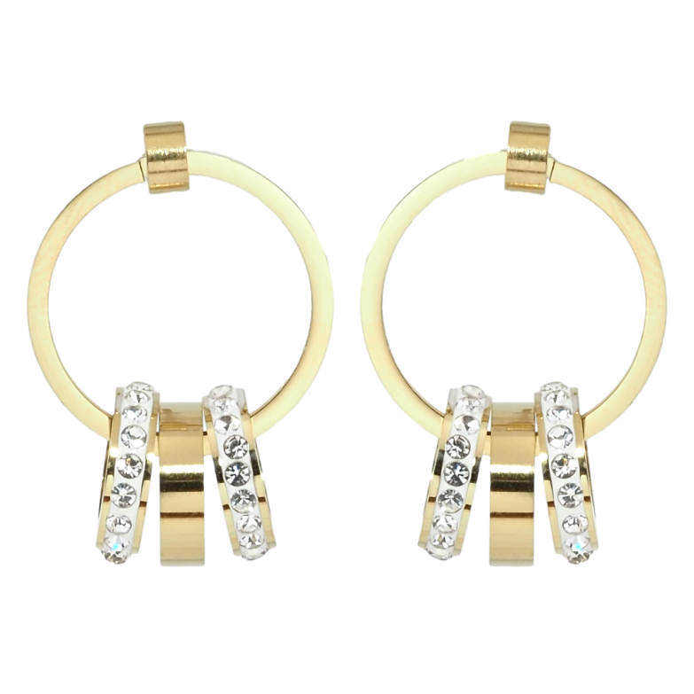 Сережки Xuping TTM Stainless Steel колір 14K пусети Кільця з цирконієм фото №2 Сережки Xuping TTM Stainless Steel колір 14K пусети Кільця з цирконієм фото №2