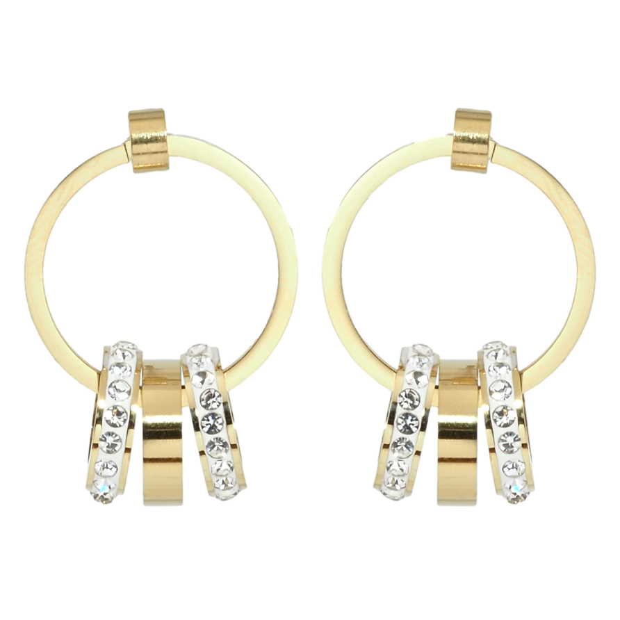 Серьги Xuping TTM Stainless Steel цвет 14K пусеты Колечки с цирконием фото №1 Серьги Xuping TTM Stainless Steel цвет 14K пусеты Колечки с цирконием фото №1