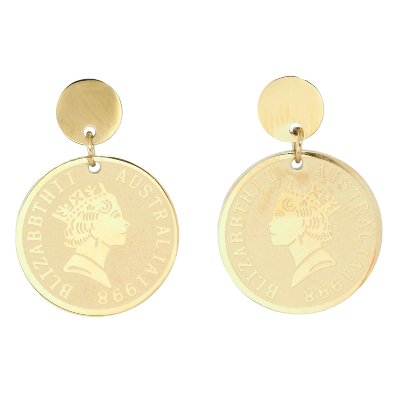Сережки Xuping TTM Stainless Steel колір 14K пусети Підвіски з монетками фото №16 Сережки Xuping TTM Stainless Steel колір 14K пусети Підвіски з монетками фото №16