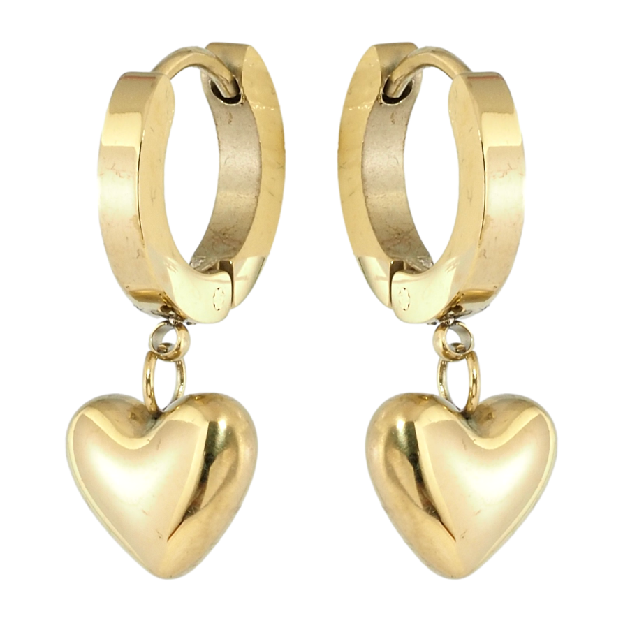 Серьги Xuping TTM Stainless Steel цвет 14K подвески на колечках Сердечки фото №1