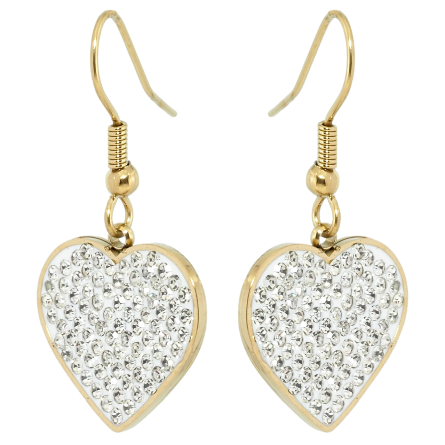 Серьги Xuping TTM Stainless Steel цвет 14K французский замок Сердечки инкрустация цирконием фото №1
