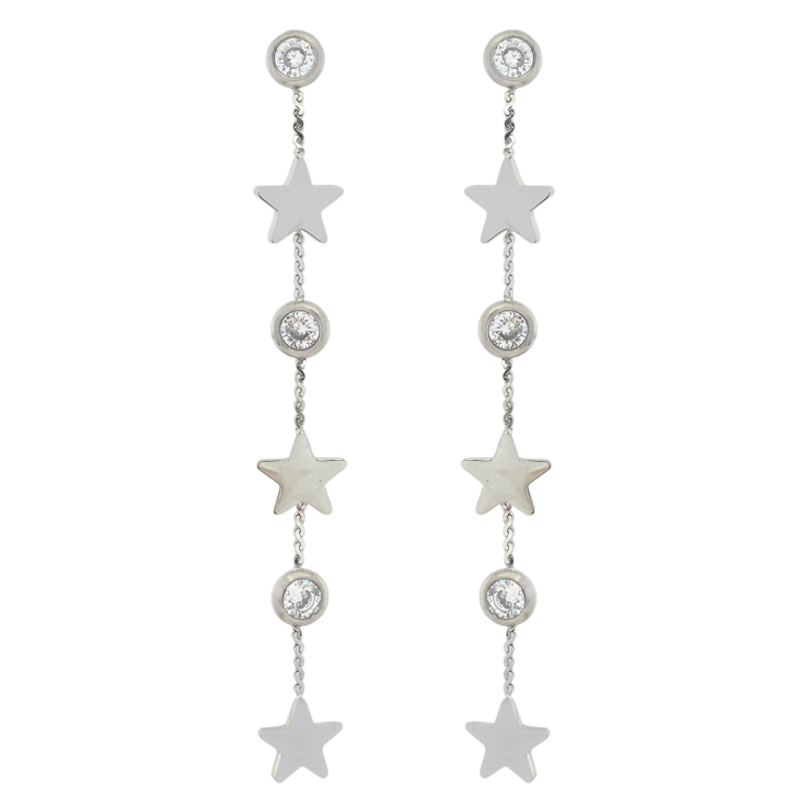 Серьги Xuping TTM Stainless Steel цвет Родий пусеты Звездные подвески фото №12