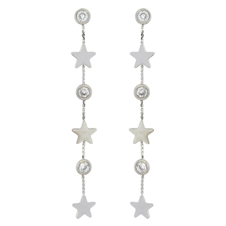 Серьги Xuping TTM Stainless Steel цвет Родий пусеты Звездные подвески фото №4