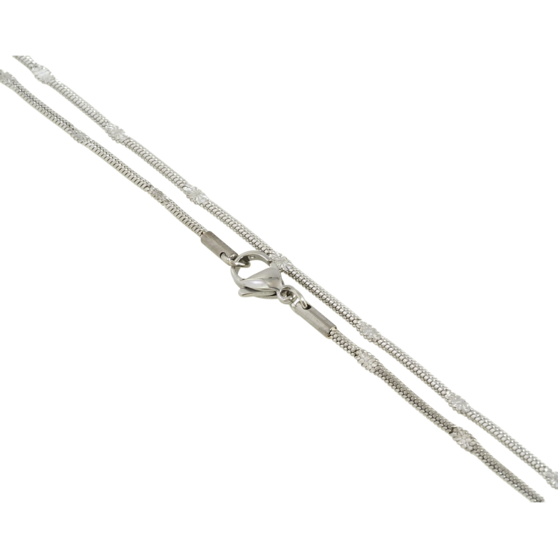 Ланцюжок Xuping ТТМ Stainless Steel колір Родій Плетіння Ювелірний шнур з прокаткою довжина 50см х 2мм фото №2 Ланцюжок Xuping ТТМ Stainless Steel колір Родій Плетіння Ювелірний шнур з прокаткою довжина 50см х 2мм фото №2