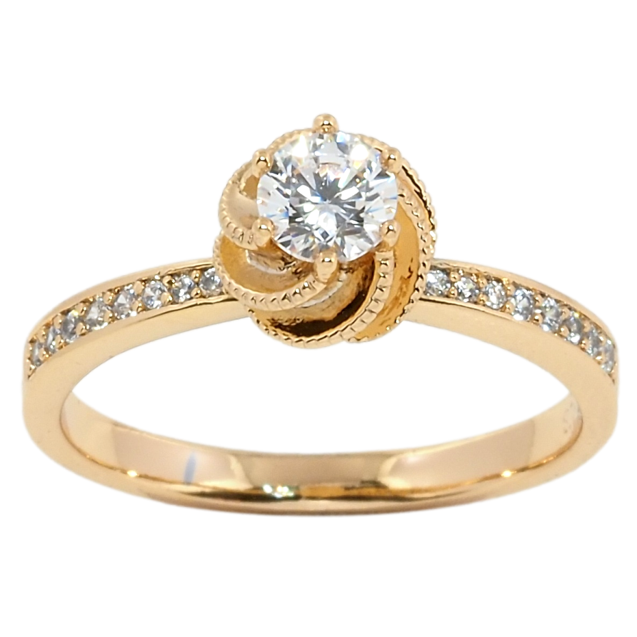 Каблучка Xuping Позолота 18K Квітка на доріжці цирконію фото №1 Каблучка Xuping Позолота 18K Квітка на доріжці цирконію фото №1