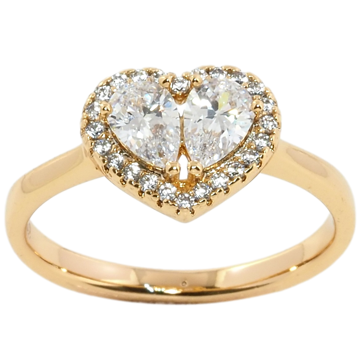 Каблучка Xuping Позолота 18K Кришталеве серце фото №4 Каблучка Xuping Позолота 18K Кришталеве серце фото №4