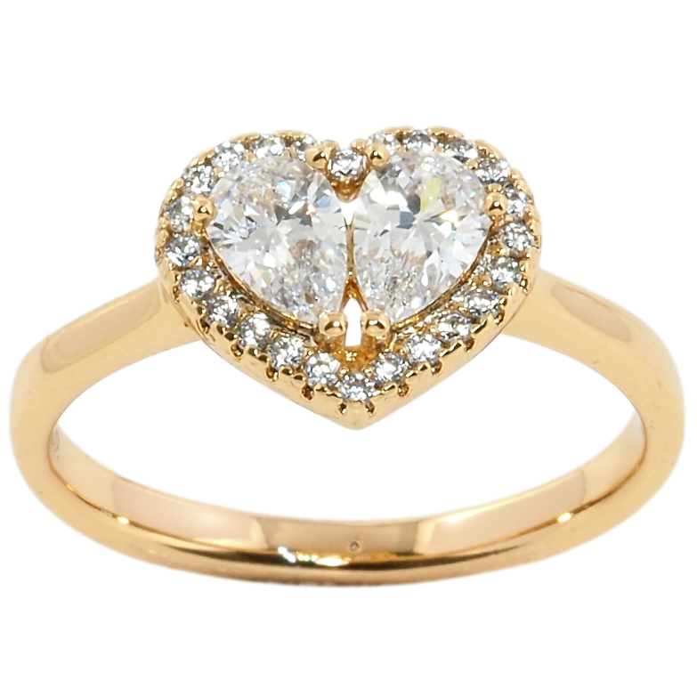 Каблучка Xuping Позолота 18K Кришталеве серце фото №1 Каблучка Xuping Позолота 18K Кришталеве серце фото №1
