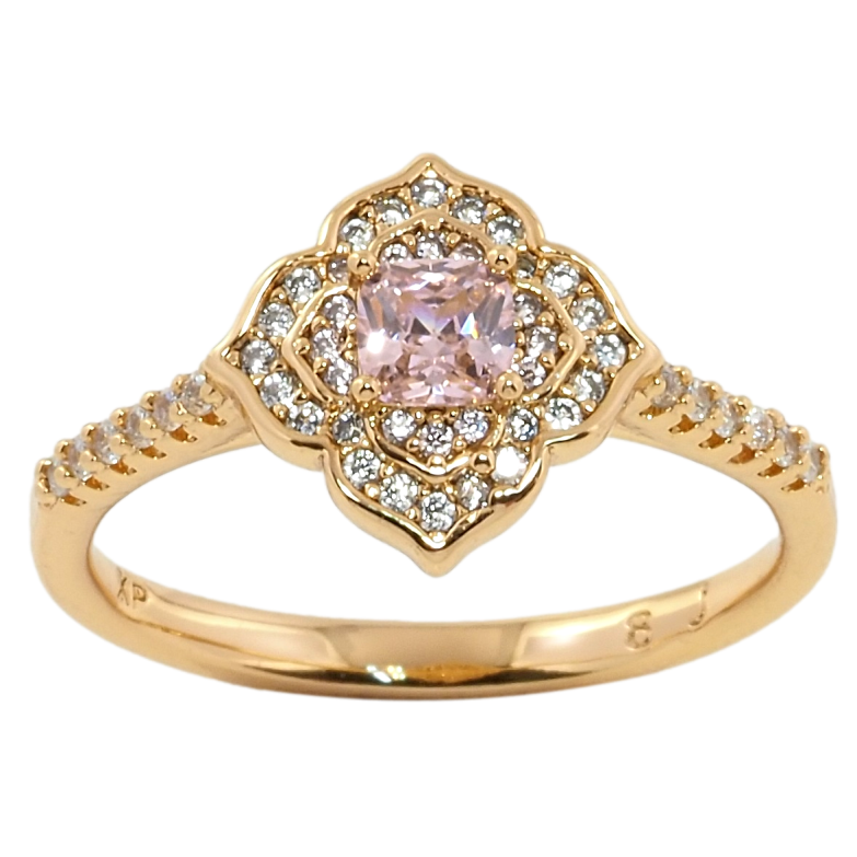 Каблучка Xuping Позолота 18K Квітка інкрустація цирконієм з рожевим фіанітом фото №1 Каблучка Xuping Позолота 18K Квітка інкрустація цирконієм з рожевим фіанітом фото №1