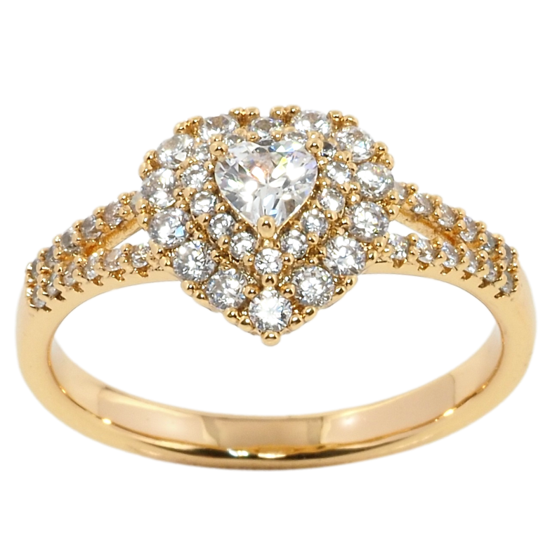 Каблучка Xuping Позолота 18K Серце з цирконієм фото №1 Каблучка Xuping Позолота 18K Серце з цирконієм фото №1
