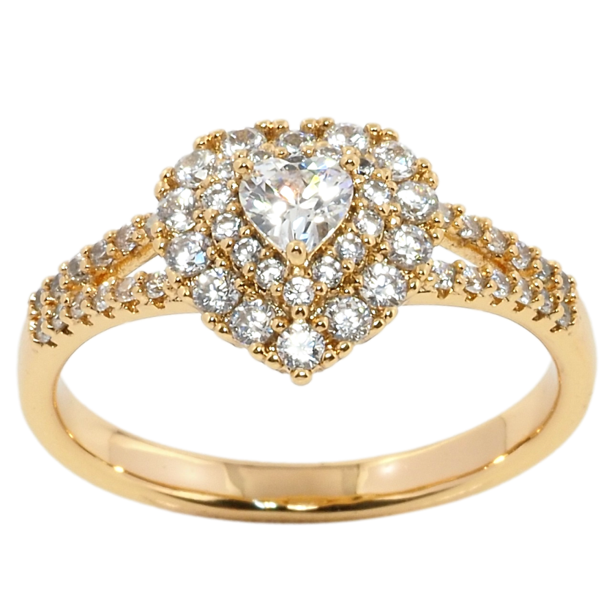 Каблучка Xuping Позолота 18K Серце з цирконієм фото №1 Каблучка Xuping Позолота 18K Серце з цирконієм фото №1