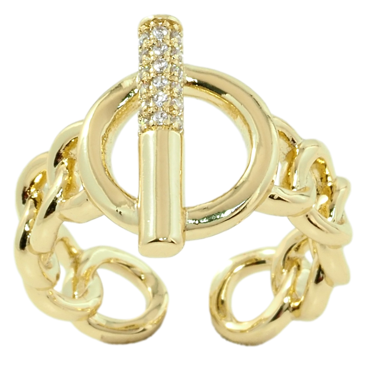 Кольцо Xuping QQMM Позолота 14K Узор цепочка с кольцом фото №3 Кольцо Xuping QQMM Позолота 14K Узор цепочка с кольцом фото №3