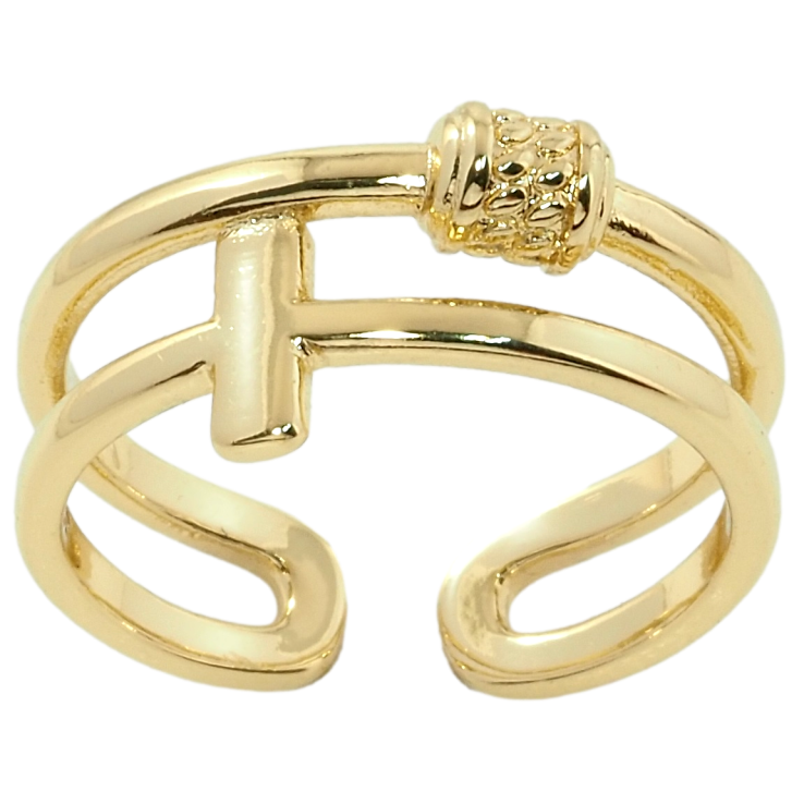 Кольцо Xuping QQMM Позолота 14K Двойная шинка фото №2 Кольцо Xuping QQMM Позолота 14K Двойная шинка фото №2