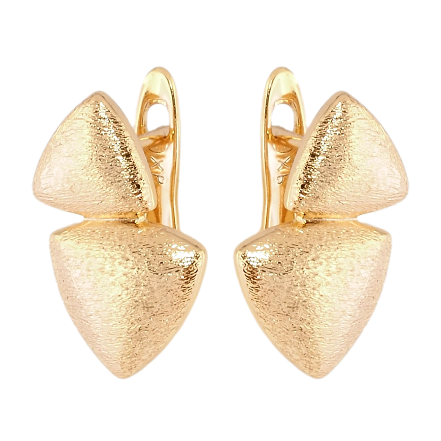 Серьги Xuping Позолота 18K английский замок Треугольники с шагренью фото №1 Серьги Xuping Позолота 18K английский замок Треугольники с шагренью фото №1