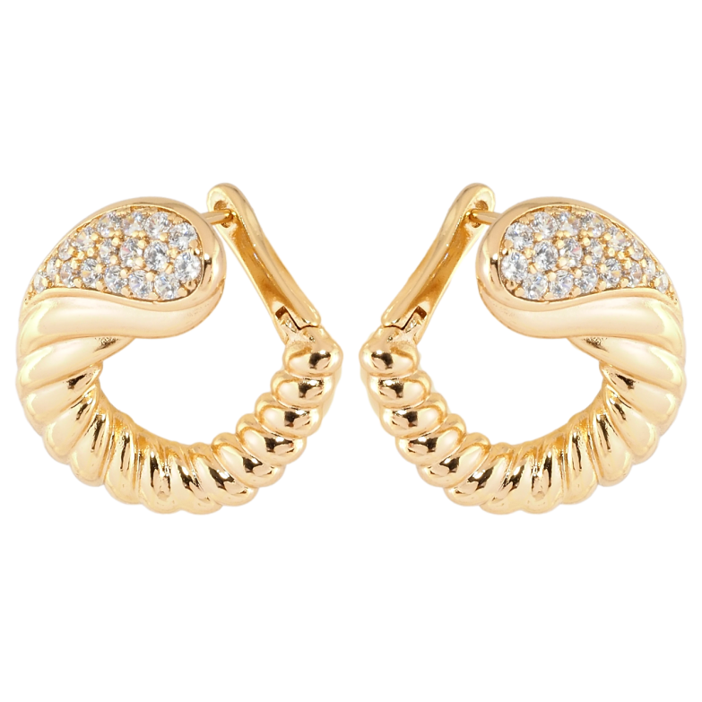 Сережки Xuping Позолота 18K англійський замок Декоративні колечка з цирконієм фото №8 Сережки Xuping Позолота 18K англійський замок Декоративні колечка з цирконієм фото №8