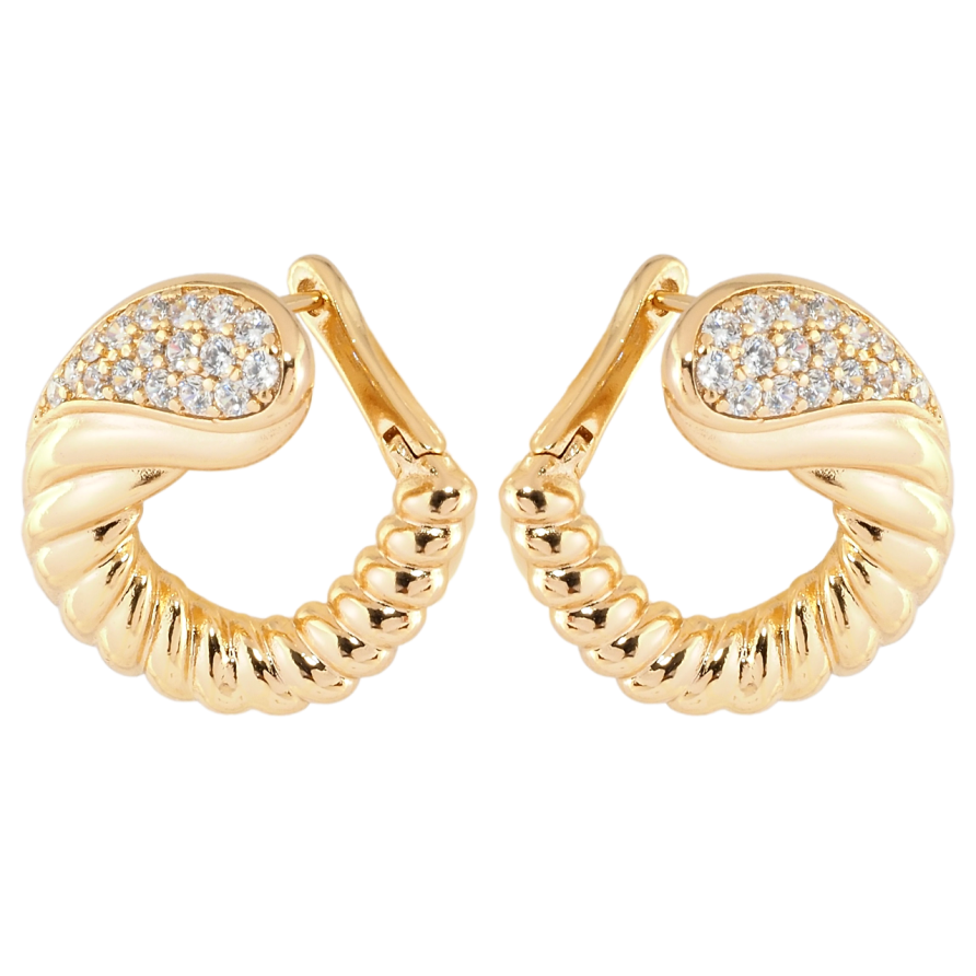 Серьги Xuping Позолота 18K английский замок Декоративные колечки с цирконием фото №1 Серьги Xuping Позолота 18K английский замок Декоративные колечки с цирконием фото №1