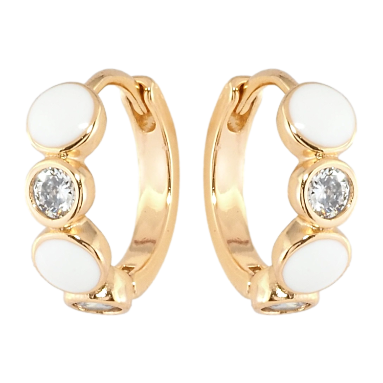 Сережки Xuping Позолота 18K колечка Кола з цирконієм та білою емаллю фото №3
