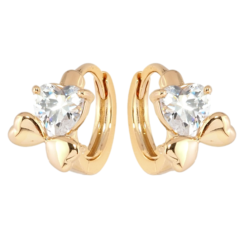 Сережки Xuping Позолота 18K колечка Кришталеві серця з бантами фото №8
