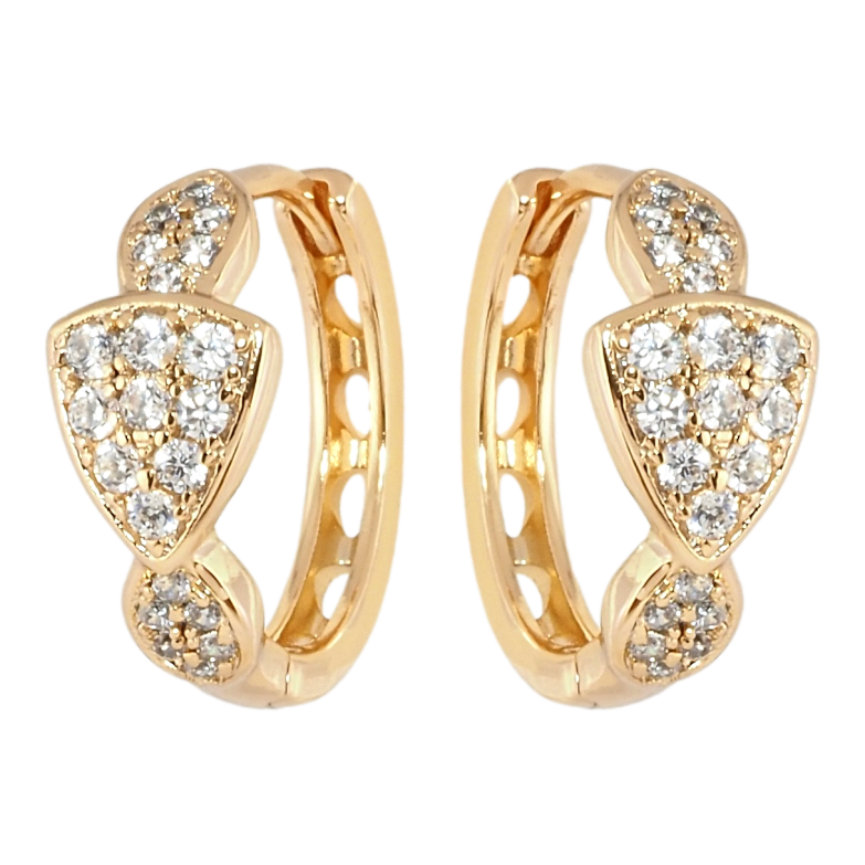 Серьги Xuping Позолота 18K колечки Инкрустация цирконием фото №2