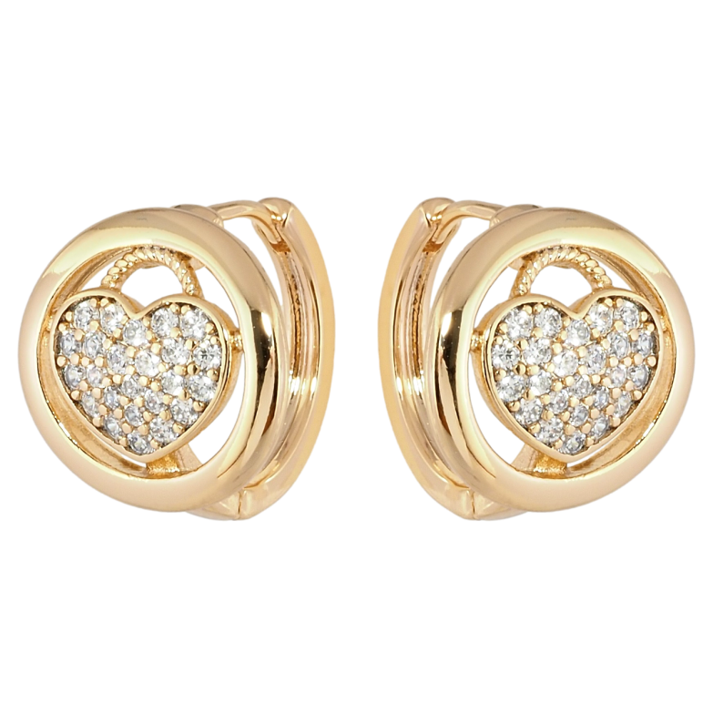 Сережки Xuping Позолота 18K колечка Сердечки з цирконієм фото №9