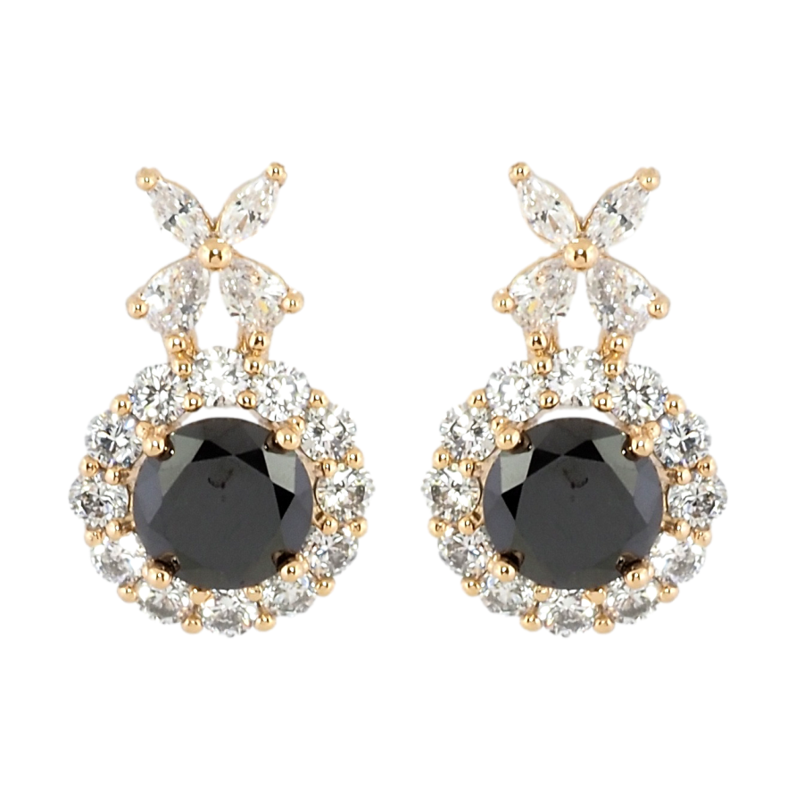 Серьги Xuping Позолота 18K пусеты Черные фианиты в обрамлении циркония фото №1 Серьги Xuping Позолота 18K пусеты Черные фианиты в обрамлении циркония фото №1