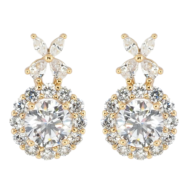 Сережки Xuping Позолота 18K пусети Фіаніт в обрамленні цирконію фото №1 Сережки Xuping Позолота 18K пусети Фіаніт в обрамленні цирконію фото №1