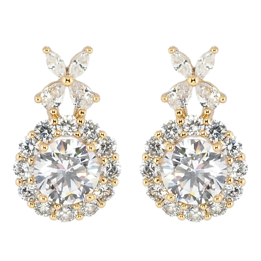 Серьги Xuping Позолота 18K пусеты Фианиты в обрамлении циркония фото №1 Серьги Xuping Позолота 18K пусеты Фианиты в обрамлении циркония фото №1