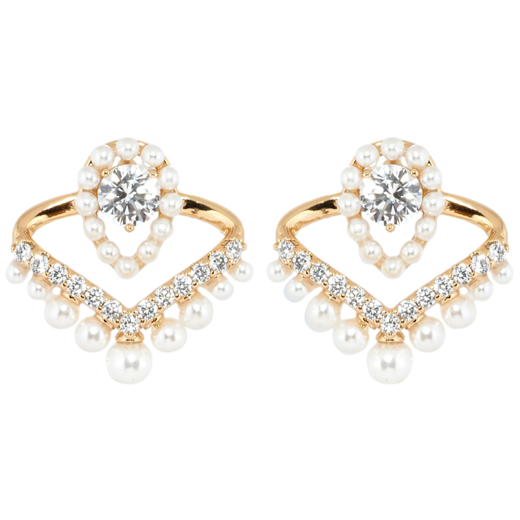 Серьги Xuping Позолота 18K пусеты Декоративные с цирконием и жемчужинами фото №14 Серьги Xuping Позолота 18K пусеты Декоративные с цирконием и жемчужинами фото №14