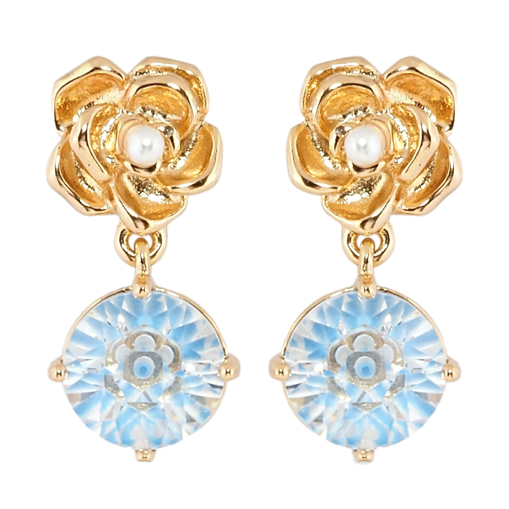 Серьги Xuping Позолота 18K пусеты Цветочки с подвесками декоративный голубой кристалл фото №16 Серьги Xuping Позолота 18K пусеты Цветочки с подвесками декоративный голубой кристалл фото №16