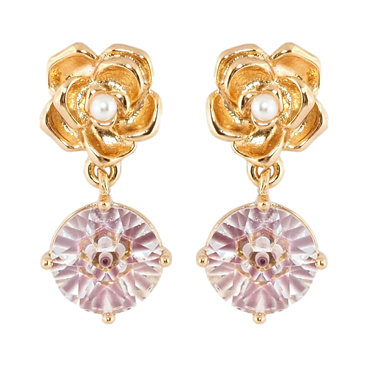 Серьги Xuping Позолота 18K пусеты Цветочки с подвесками декоративный розовый кристалл фото №15 Серьги Xuping Позолота 18K пусеты Цветочки с подвесками декоративный розовый кристалл фото №15