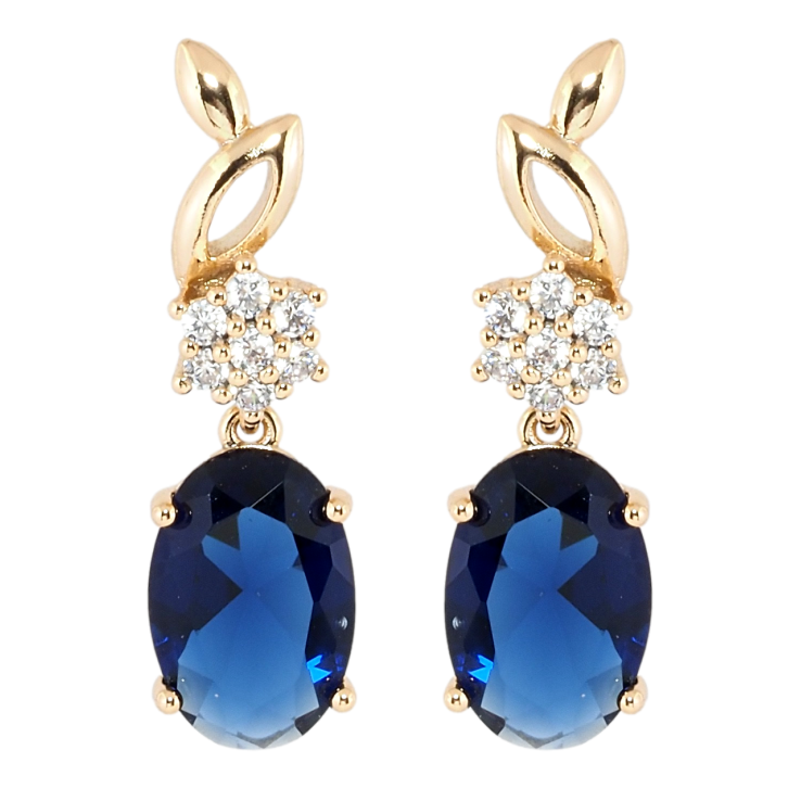 Серьги Xuping Позолота 18K пусеты Элегантные подвески с синим фианитом фото №12 Серьги Xuping Позолота 18K пусеты Элегантные подвески с синим фианитом фото №12