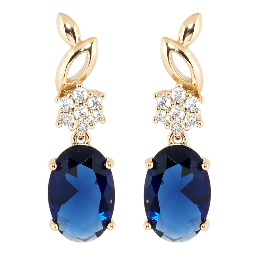 Серьги Xuping Позолота 18K пусеты Элегантные подвески с синим фианитом фото №1 Серьги Xuping Позолота 18K пусеты Элегантные подвески с синим фианитом фото №1