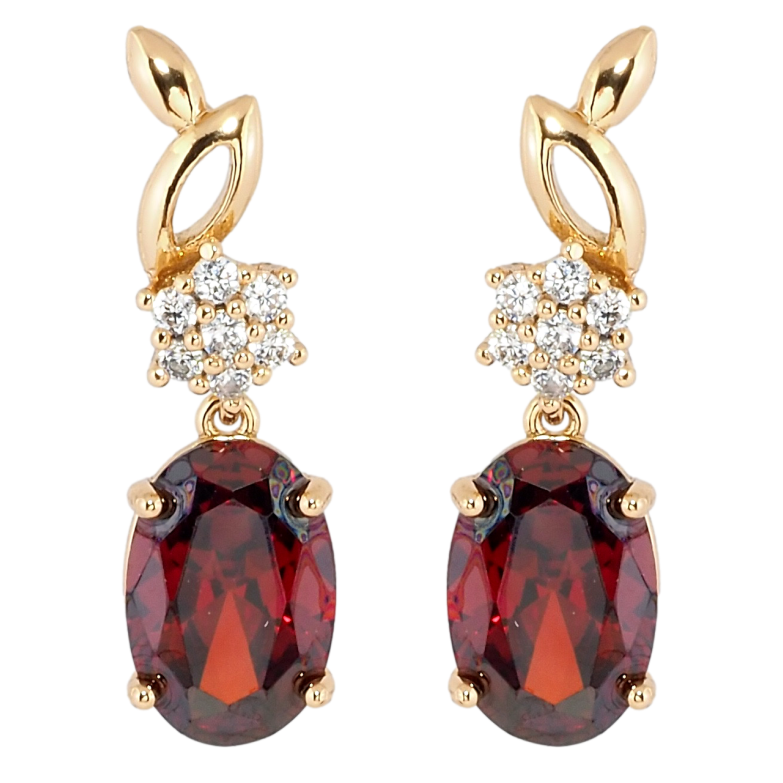 Серьги Xuping Позолота 18K пусеты Элегантные подвески с красным фианитом фото №1 Серьги Xuping Позолота 18K пусеты Элегантные подвески с красным фианитом фото №1