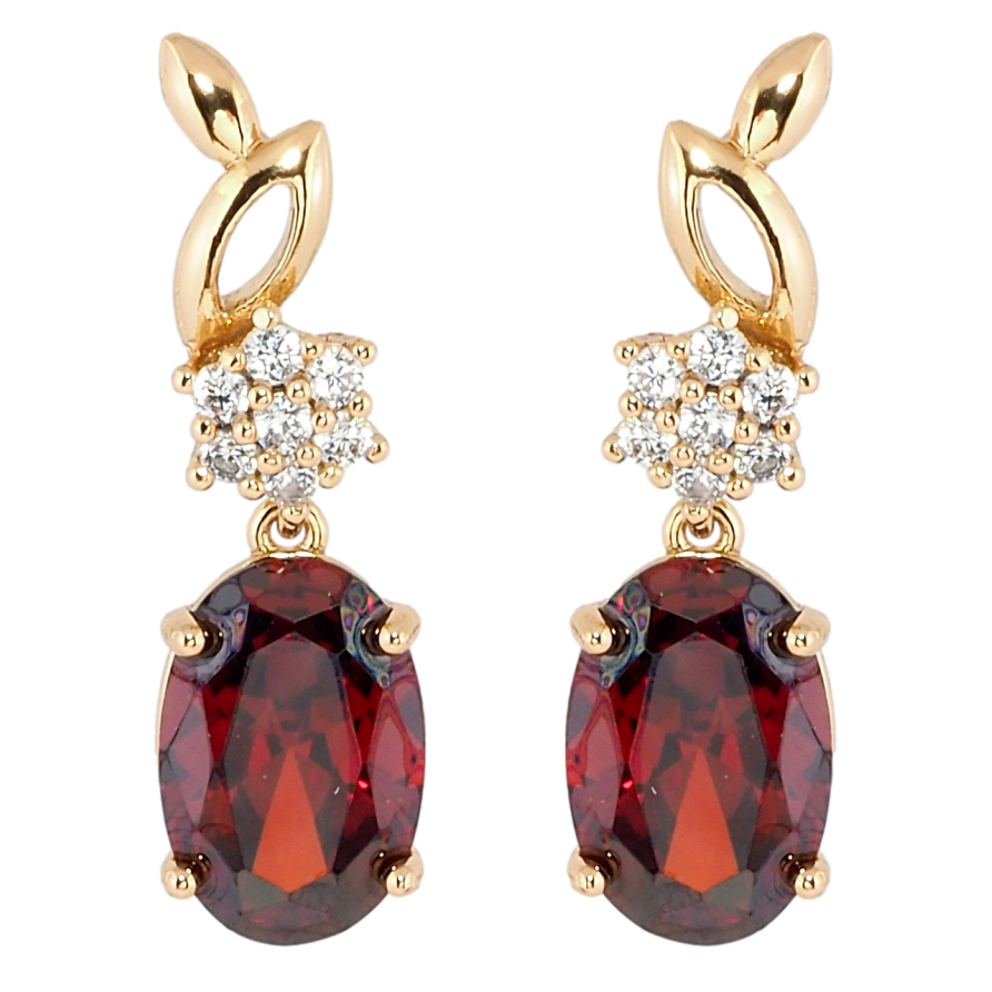 Серьги Xuping Позолота 18K пусеты Элегантные подвески с красным фианитом фото №1 Серьги Xuping Позолота 18K пусеты Элегантные подвески с красным фианитом фото №1