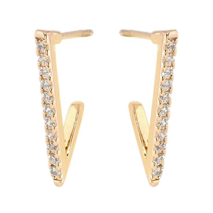 Серьги Xuping Позолота 18K пусеты Уголки с дорожками циркония фото №4
