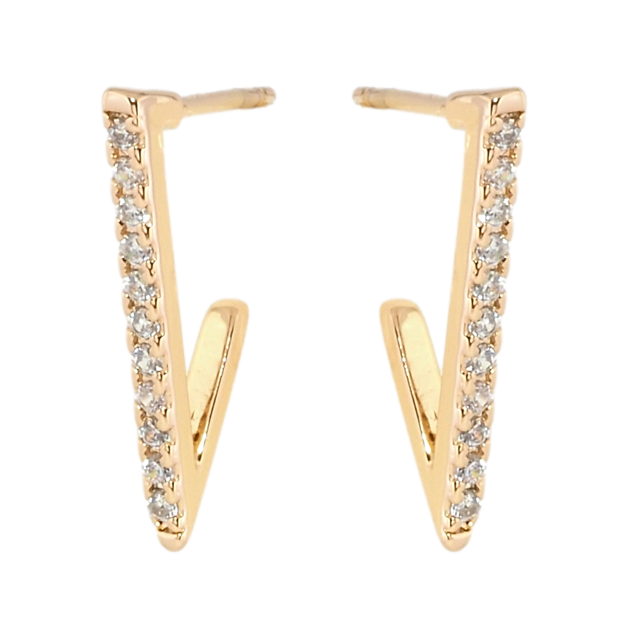 Серьги Xuping Позолота 18K пусеты Уголки с дорожками циркония фото №1