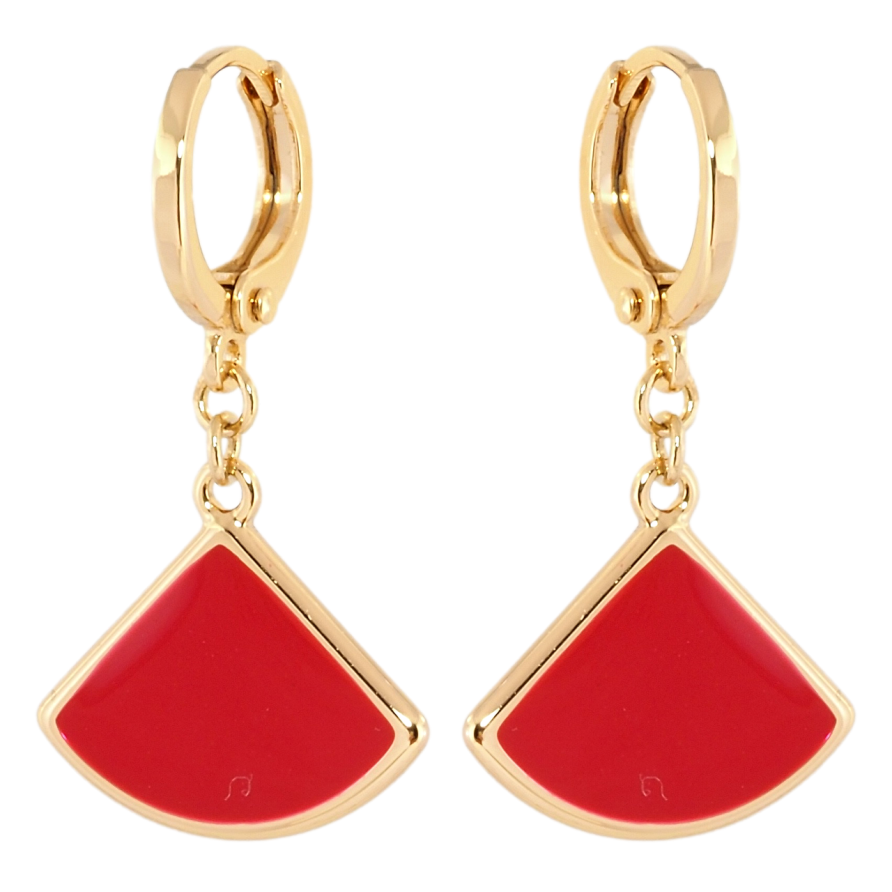 Серьги Xuping Позолота 18K подвески на колечках Декоративные подвески с красной эмалью фото №1 Серьги Xuping Позолота 18K подвески на колечках Декоративные подвески с красной эмалью фото №1