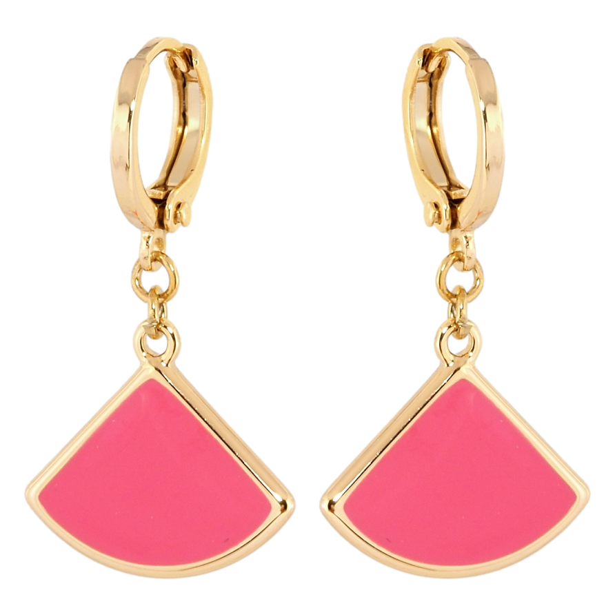 Серьги Xuping Позолота 18K подвески на колечках Декоративные подвески с розовой эмалью фото №1 Серьги Xuping Позолота 18K подвески на колечках Декоративные подвески с розовой эмалью фото №1