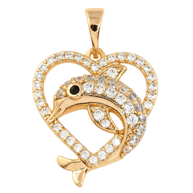 Кулон Xuping Позолота 18K Сердечко с дельфином для цепочки до 5мм фото №24 Кулон Xuping Позолота 18K Сердечко с дельфином для цепочки до 5мм фото №24