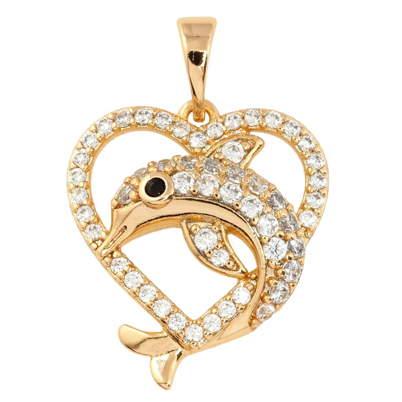 Кулон Xuping Позолота 18K Серце з дельфіном для ланцюжка до 5мм фото №12 Кулон Xuping Позолота 18K Серце з дельфіном для ланцюжка до 5мм фото №12