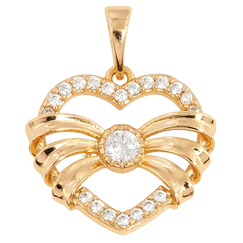 Кулон Xuping Позолота 18K Серце з бантом для ланцюжка до 5мм фото №1 Кулон Xuping Позолота 18K Серце з бантом для ланцюжка до 5мм фото №1