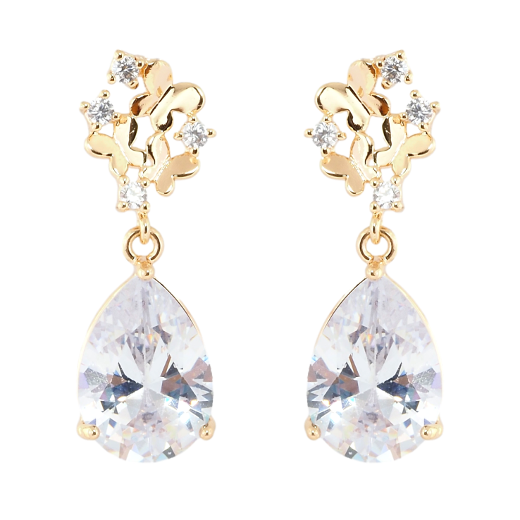 Серьги Xuping M&L Цвет 18K пусеты Бабочки с кристальными подвесками фото №4 Серьги Xuping M&L Цвет 18K пусеты Бабочки с кристальными подвесками фото №4