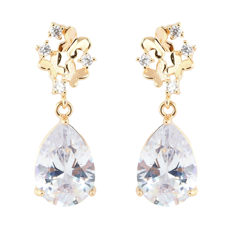 Сережки Xuping M&L Колір 18K пусети Метелики з кристальними підвісками фото №6 Сережки Xuping M&L Колір 18K пусети Метелики з кристальними підвісками фото №6