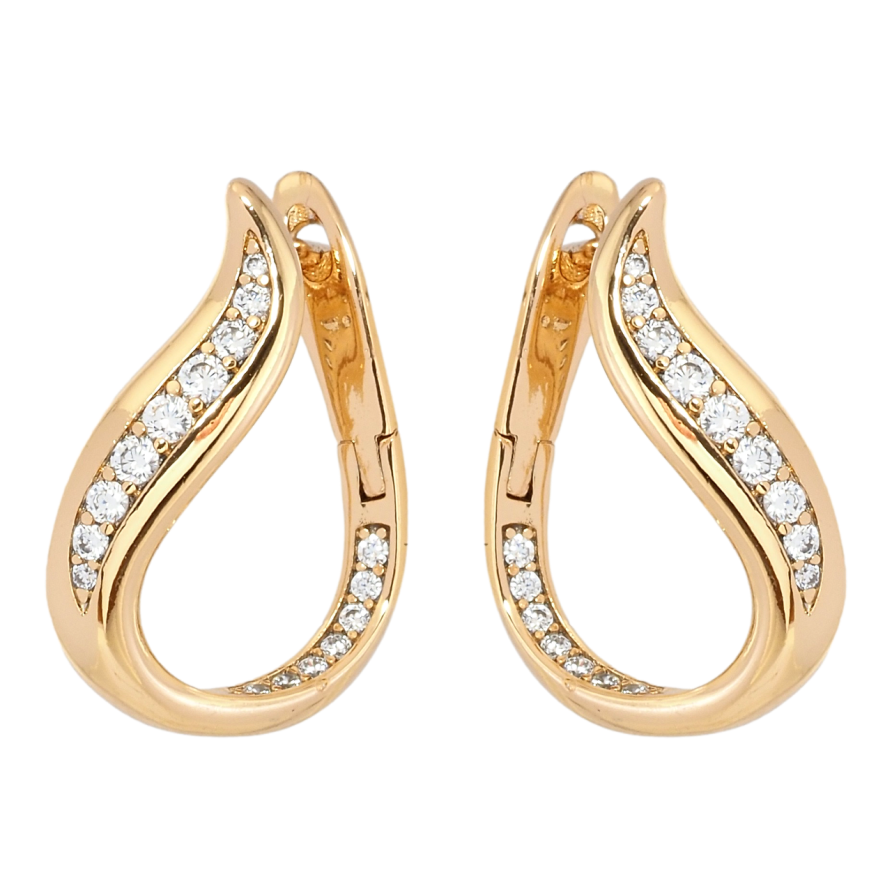 Серьги Xuping Позолота 18K английский замок Капельки с цирконием фото №1 Серьги Xuping Позолота 18K английский замок Капельки с цирконием фото №1