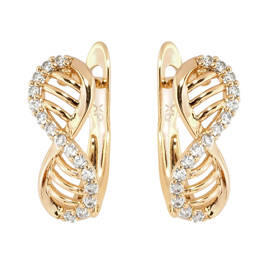 Серьги Xuping Позолота 18K английский замок Восьмерки с цирконием фото №1 Серьги Xuping Позолота 18K английский замок Восьмерки с цирконием фото №1