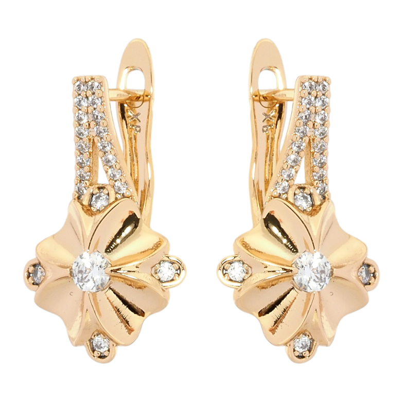 Сережки Xuping Позолота 18K англійський замок Квіточки з цирконієм фото №4 Сережки Xuping Позолота 18K англійський замок Квіточки з цирконієм фото №4