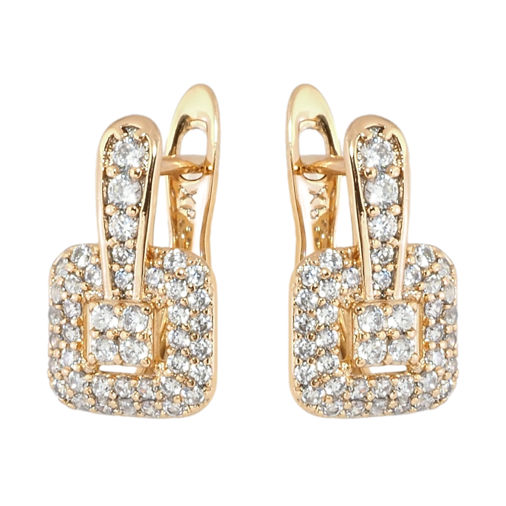 Серьги Xuping Позолота 18K английский замок Инкрустация цирконием фото №10 Серьги Xuping Позолота 18K английский замок Инкрустация цирконием фото №10
